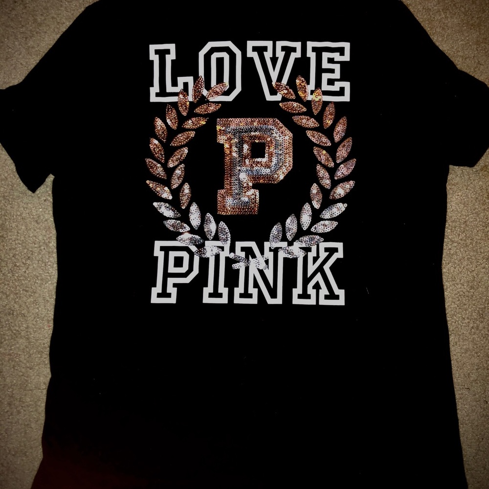NWT PINK Sparkly Black & Rose Gold Shirt